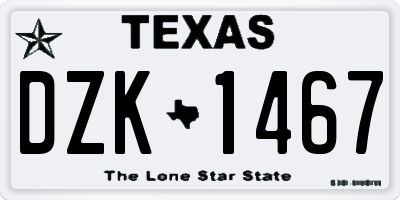 TX license plate DZK1467