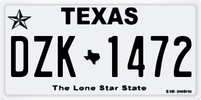 TX license plate DZK1472