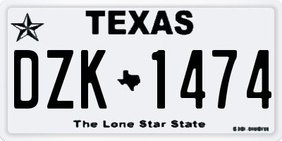 TX license plate DZK1474
