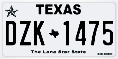 TX license plate DZK1475