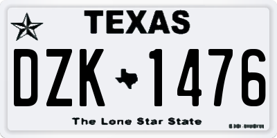 TX license plate DZK1476