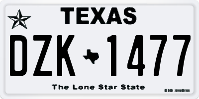 TX license plate DZK1477