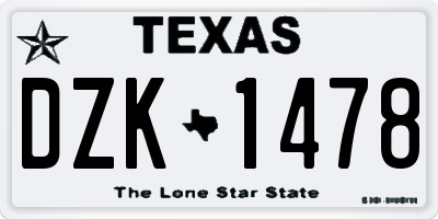 TX license plate DZK1478
