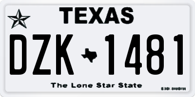 TX license plate DZK1481