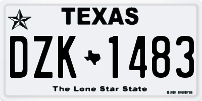 TX license plate DZK1483