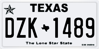 TX license plate DZK1489