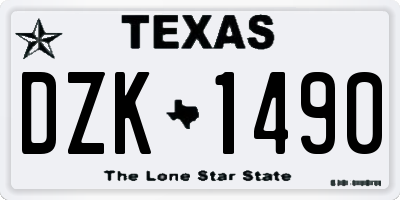 TX license plate DZK1490