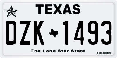 TX license plate DZK1493