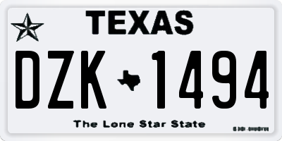 TX license plate DZK1494