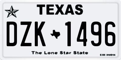 TX license plate DZK1496