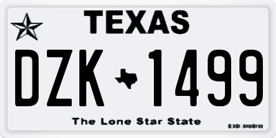 TX license plate DZK1499