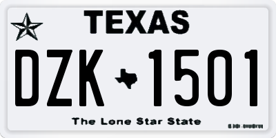TX license plate DZK1501