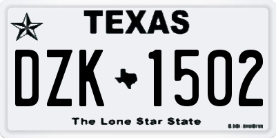 TX license plate DZK1502