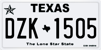 TX license plate DZK1505
