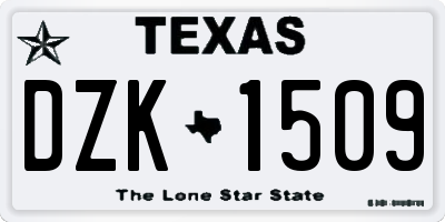 TX license plate DZK1509