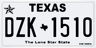 TX license plate DZK1510