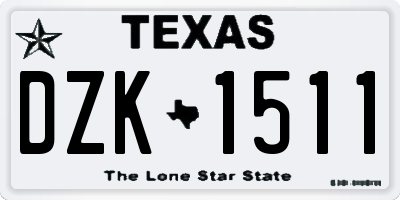 TX license plate DZK1511