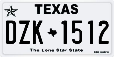 TX license plate DZK1512