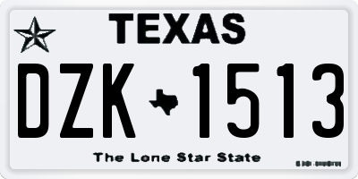 TX license plate DZK1513