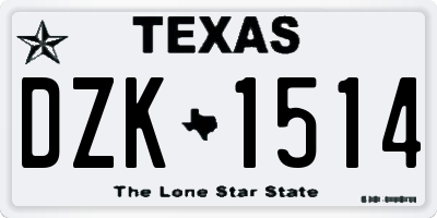 TX license plate DZK1514