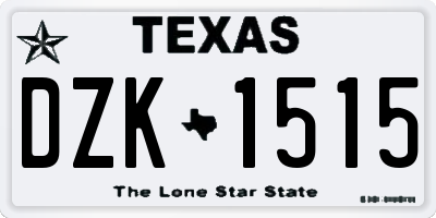 TX license plate DZK1515