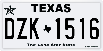 TX license plate DZK1516