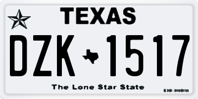 TX license plate DZK1517