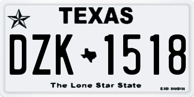 TX license plate DZK1518