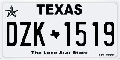 TX license plate DZK1519