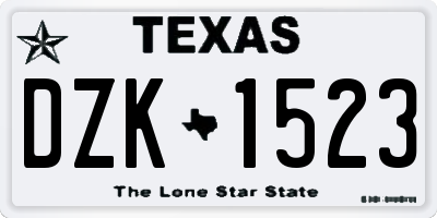 TX license plate DZK1523