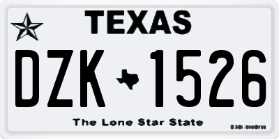 TX license plate DZK1526