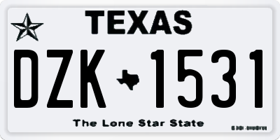TX license plate DZK1531