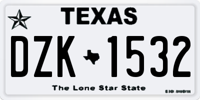 TX license plate DZK1532