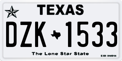 TX license plate DZK1533
