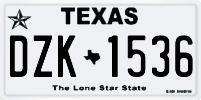 TX license plate DZK1536