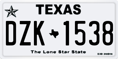 TX license plate DZK1538