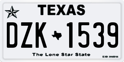 TX license plate DZK1539