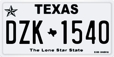 TX license plate DZK1540
