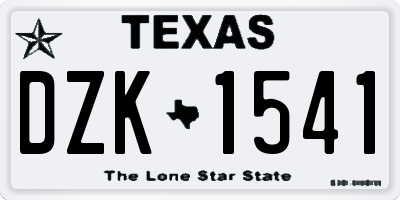 TX license plate DZK1541