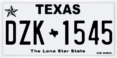 TX license plate DZK1545