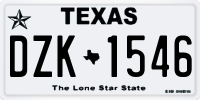 TX license plate DZK1546