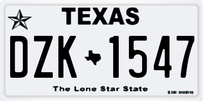 TX license plate DZK1547