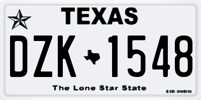 TX license plate DZK1548