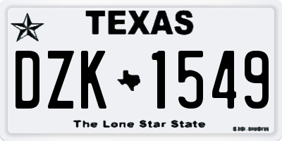 TX license plate DZK1549