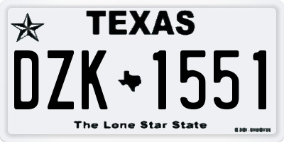 TX license plate DZK1551