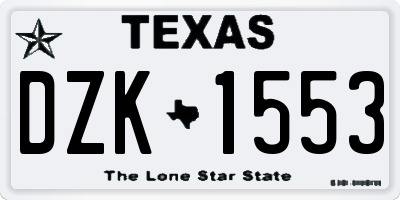 TX license plate DZK1553