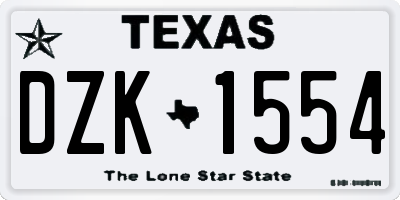 TX license plate DZK1554