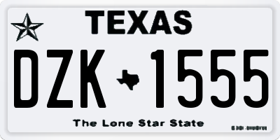 TX license plate DZK1555