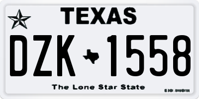 TX license plate DZK1558