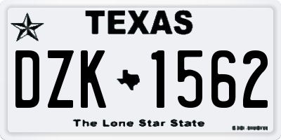 TX license plate DZK1562